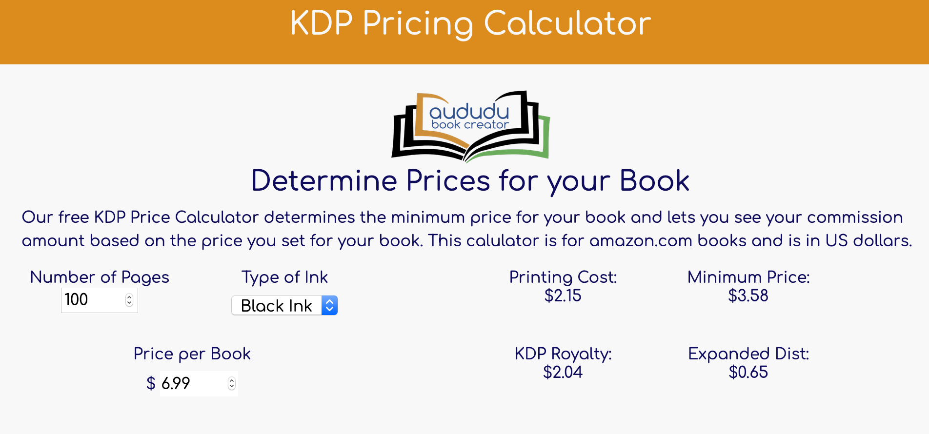 kdp pricing calculator